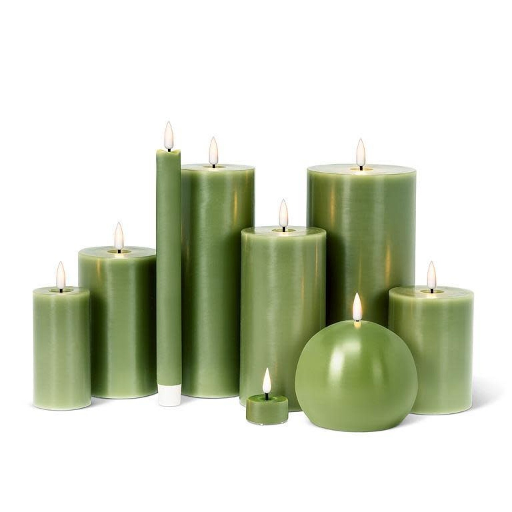 Green LED Pillar Candle 2  x 4"