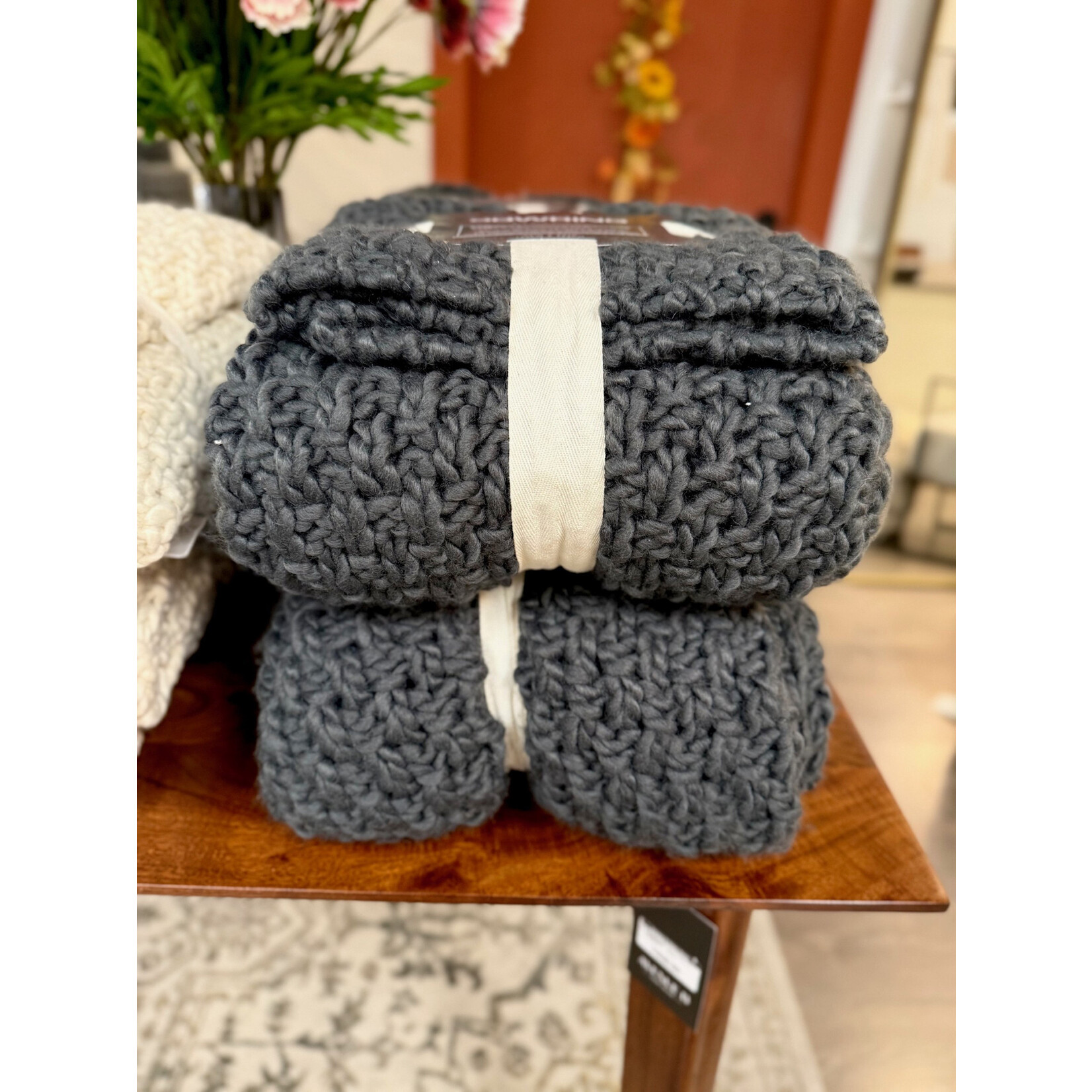 Charcoal Avanti Waffle Knit 50" x 60"  Throw