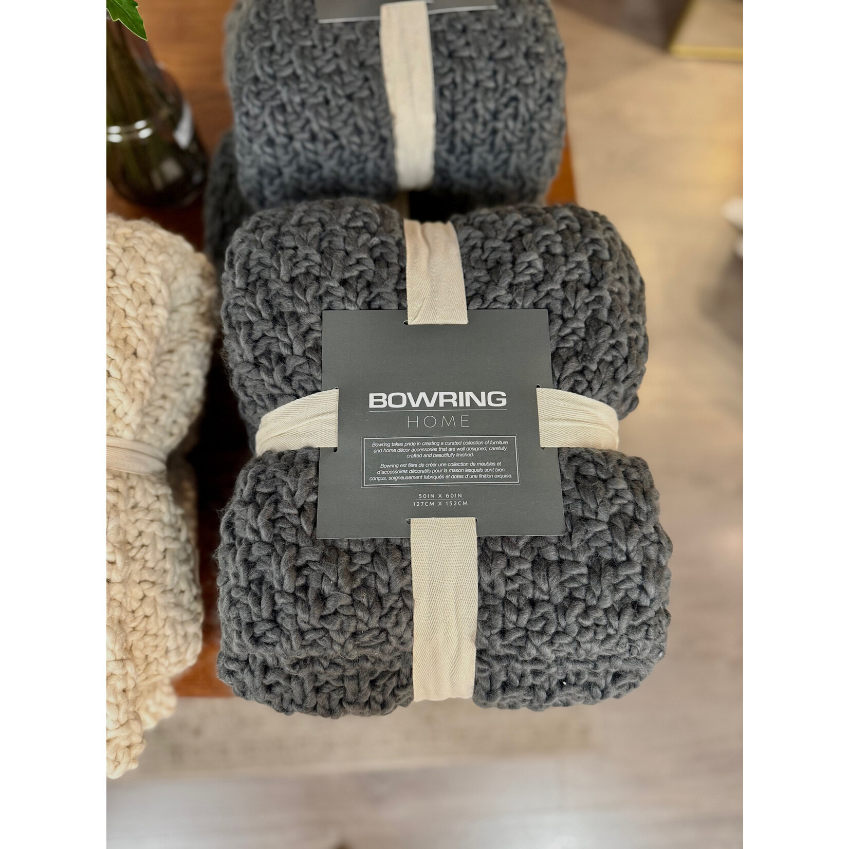 Charcoal Avanti Waffle Knit 50" x 60"  Throw