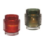 Red and green modern glass tealight holders.