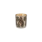 White Frost Glass Tealight Holder – Green Trees
