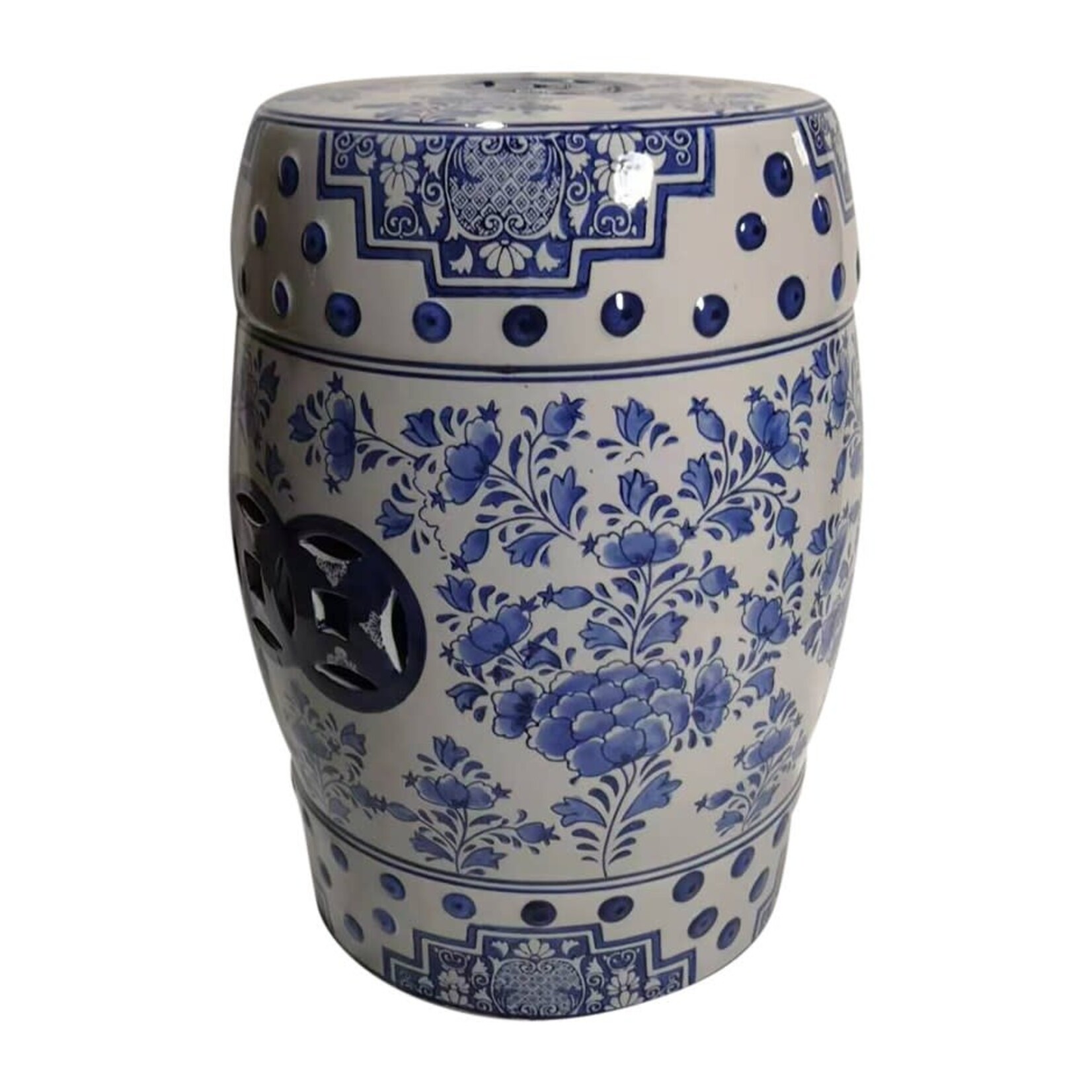 18"CHINOISERIESTOOL BLUE
