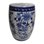 18" FLWR CHINOISERIE STOOL IN BLUE AND WHITE