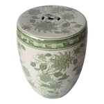 18"FLWR CHINOISERIE STOOL IN GREEN AND WHITE