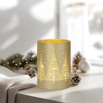 Silhouette Tree Gold LED Hurricane Lamp 4.5x7