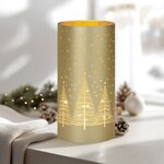 Silhouette Tree Gold LED Hurricane Lamp 4x8