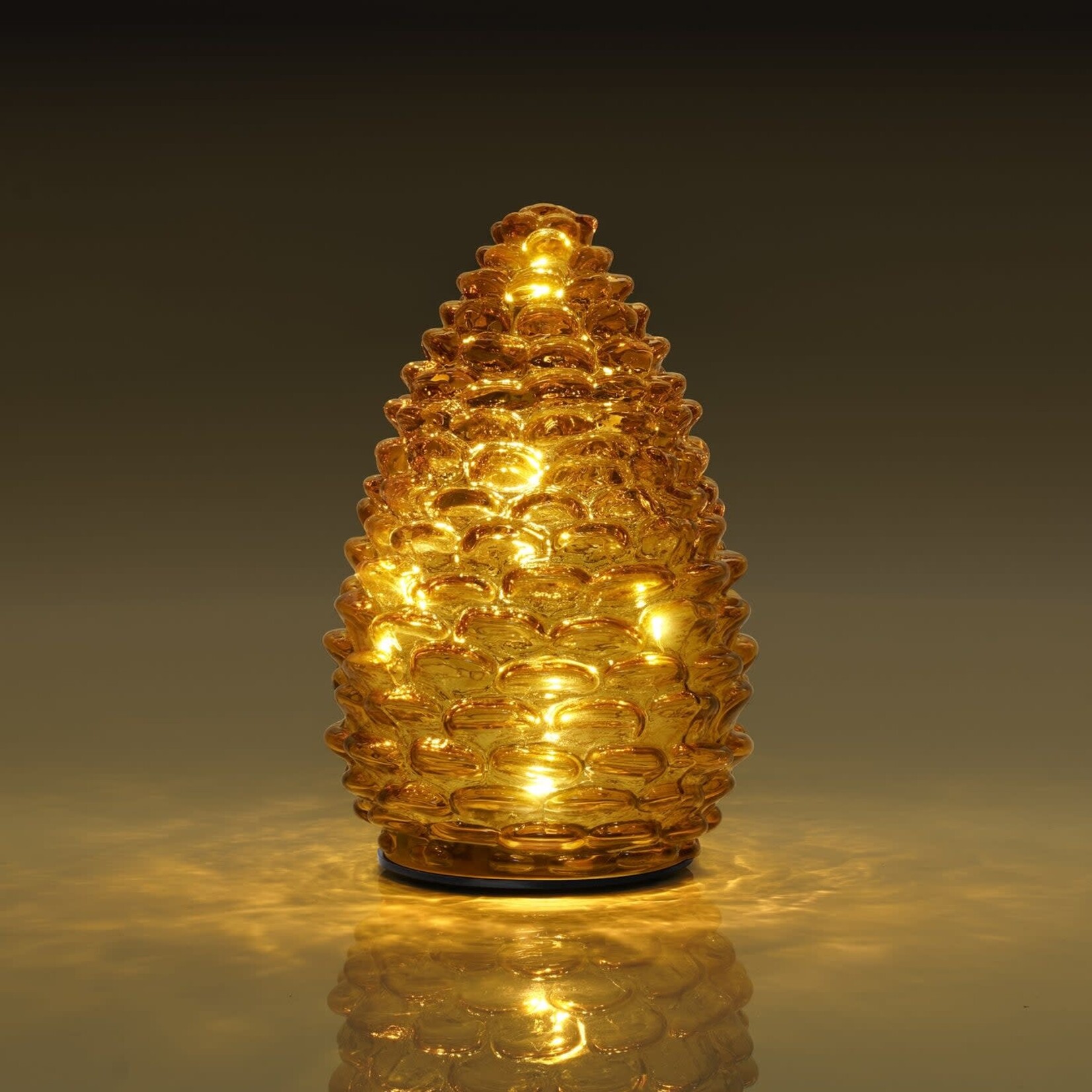 Amber Glass Pinecone Decor Light 4x6"