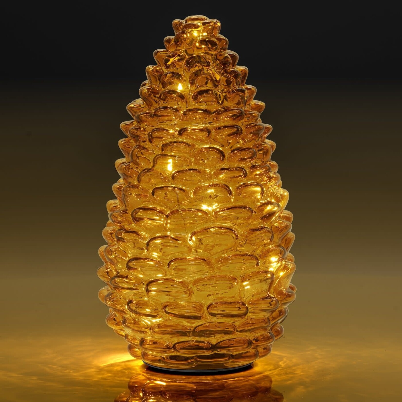 Amber Glass Pinecone LED Light  5x9"