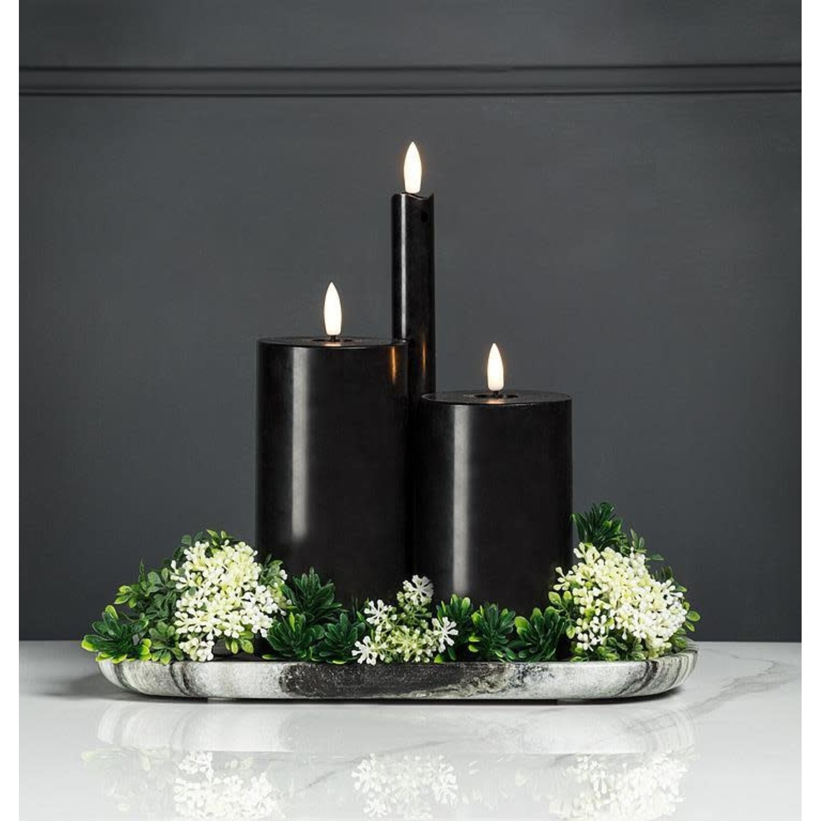 Black LED Pillar Candle 3x4
