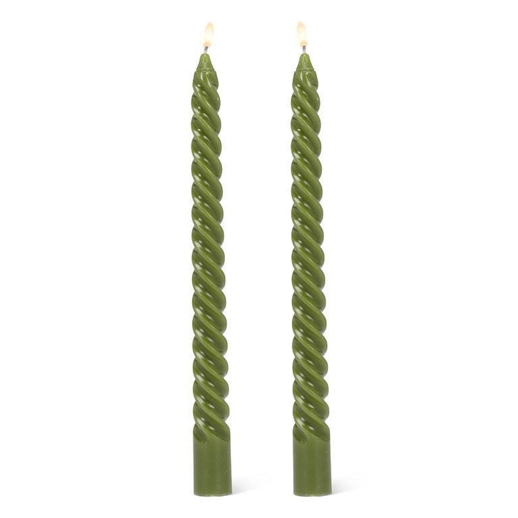 Green Tight Spiral Taper Candle