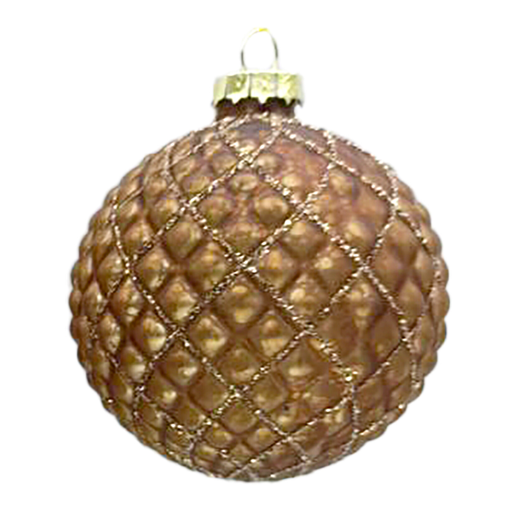 Brown Matte Diamond Glass Ball w Glitter 3"