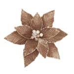 Poinsettia Mocha Velvet Beaded Center w/Clip
