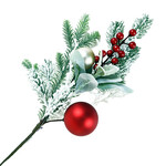 Spray Flocked Pine w/ Red Berries & Ball Ornament