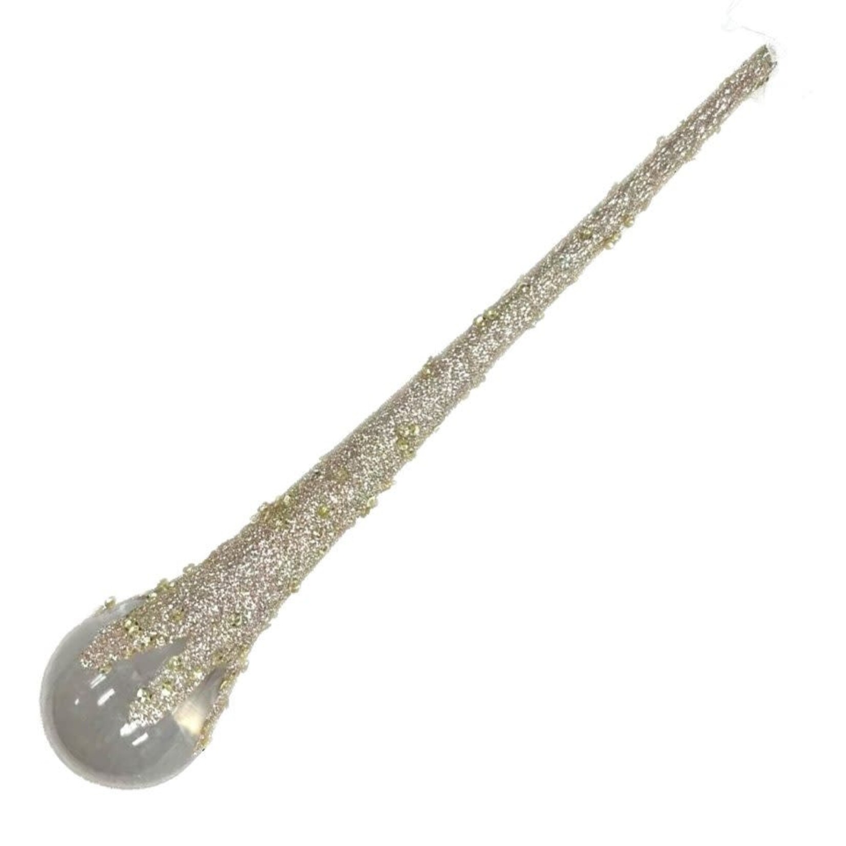 Icicle Drip Ornament with Champagne Glitter