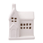 CTG Brands Porcelain White House Chimney on Side with LED Light