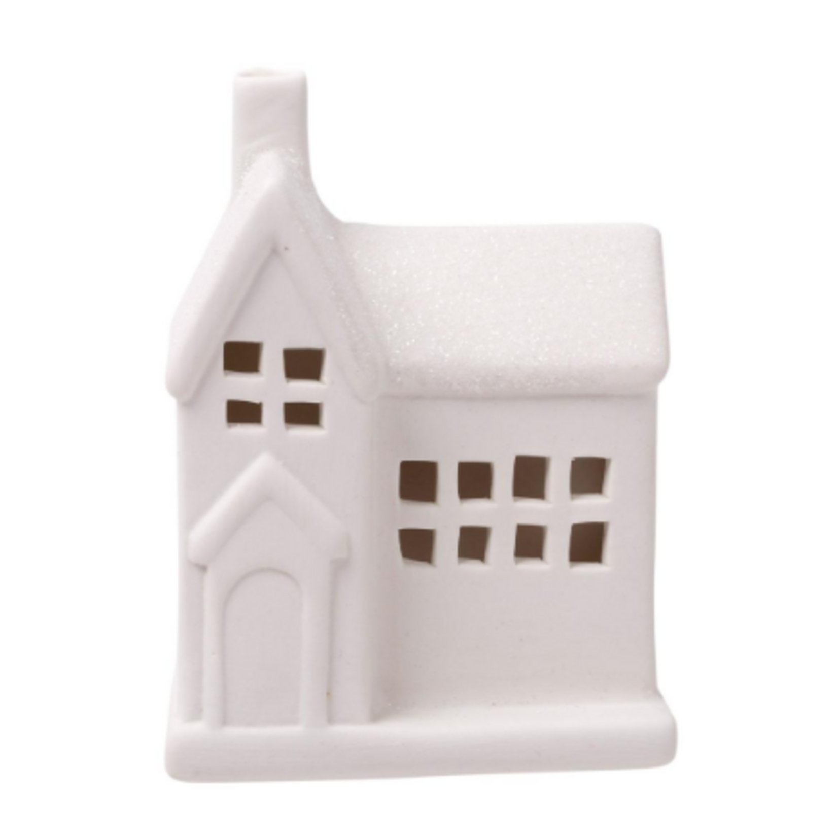 CTG Brands Porcelain White House Chimney on Side with LED Light