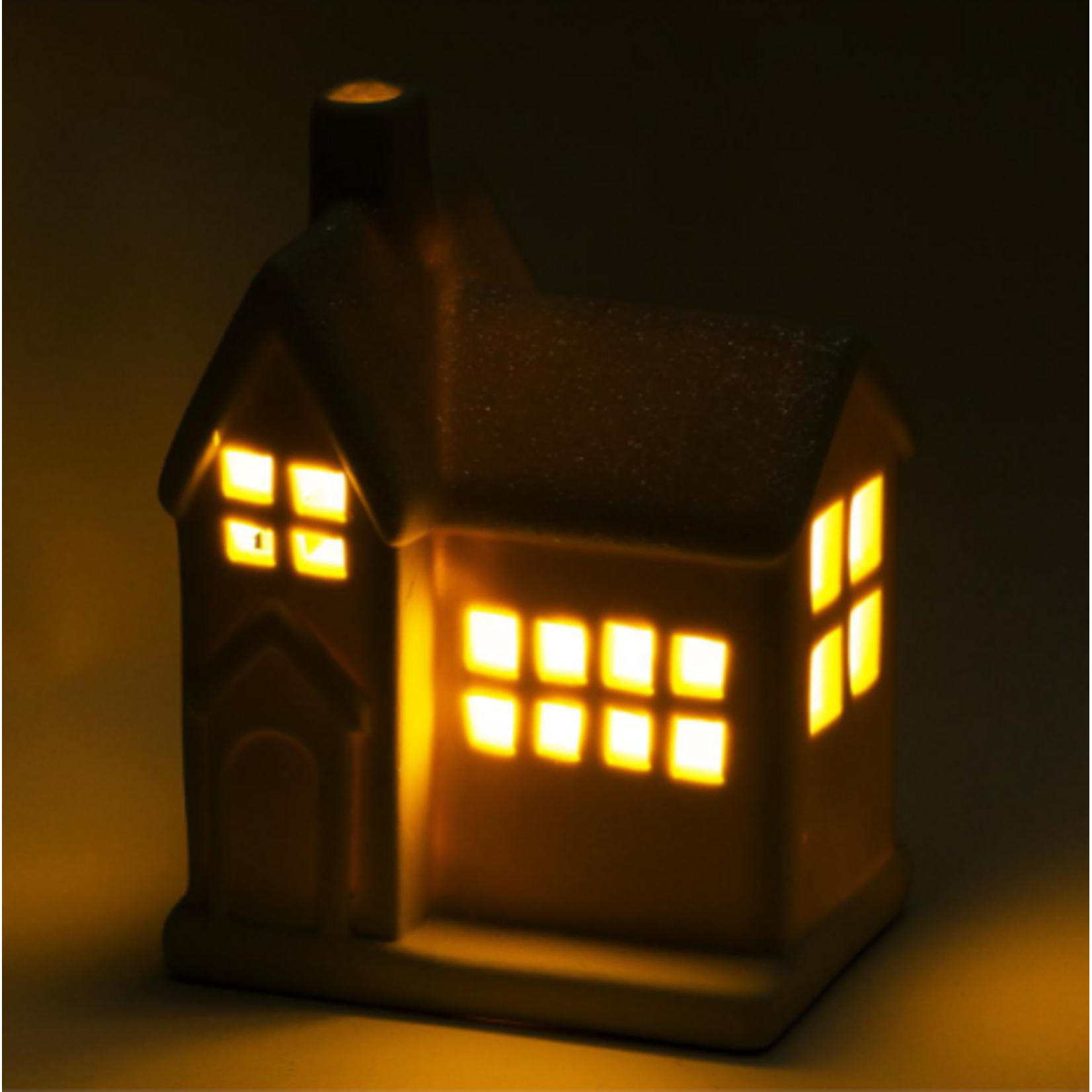 CTG Brands Porcelain White House Chimney on Side with LED Light