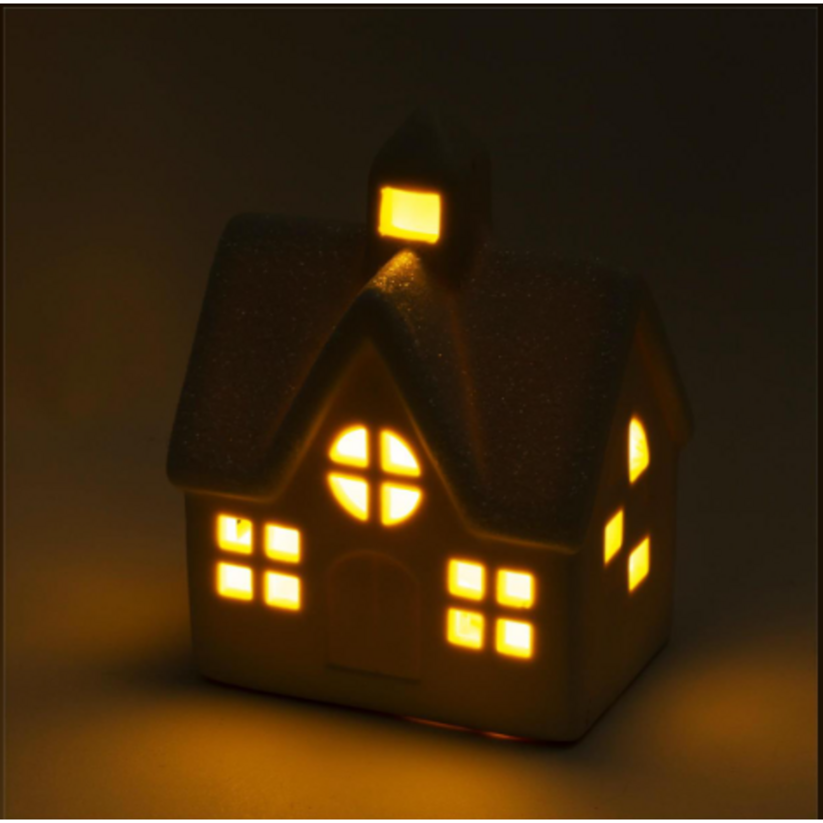 CTG Brands Porcelain House Chimney in Middle with LED Light