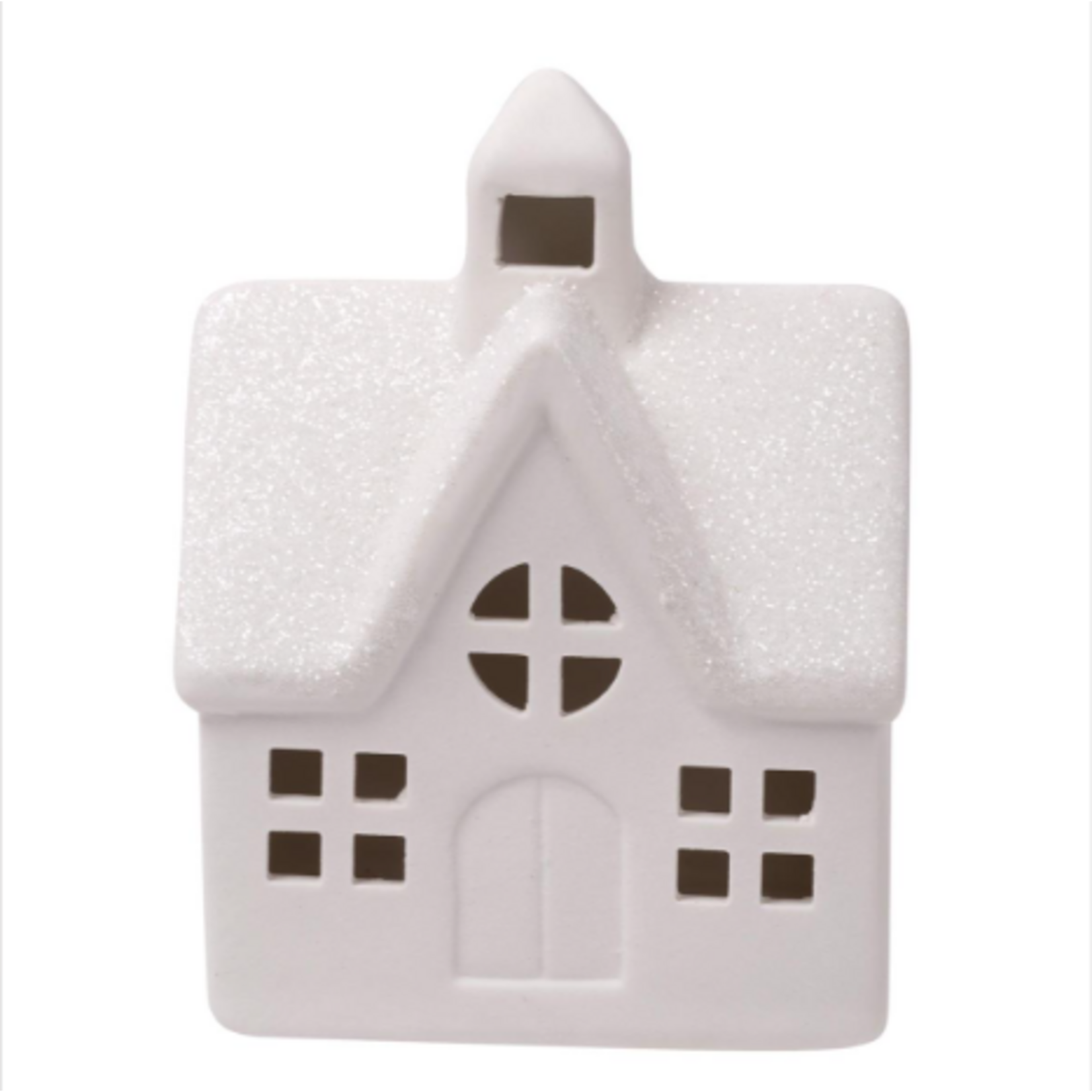 CTG Brands Porcelain House Chimney in Middle with LED Light