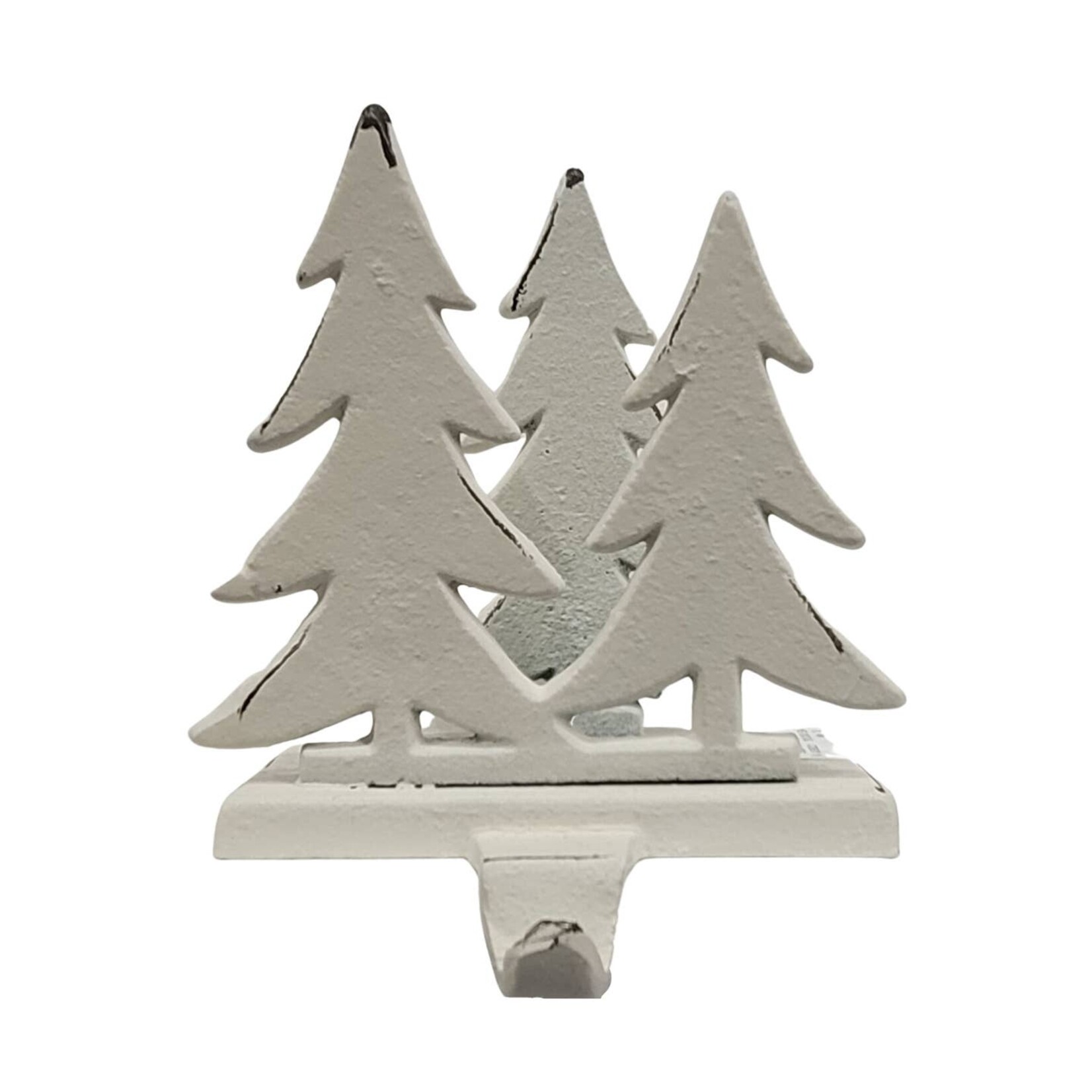 Trio of Trees White Cast Iron Stocking Holder