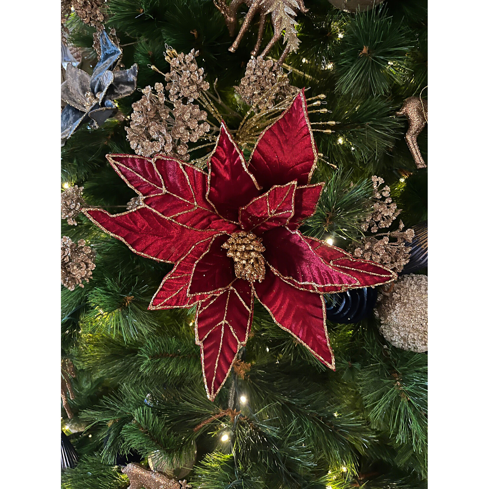 Burgundy Poinsettia with clip