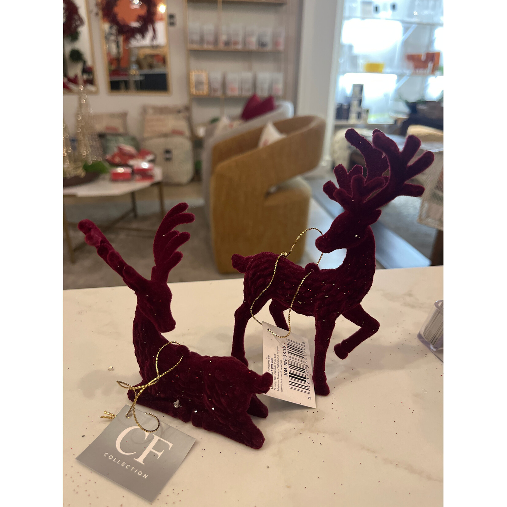 Reindeer Burgundy Tree Ornament