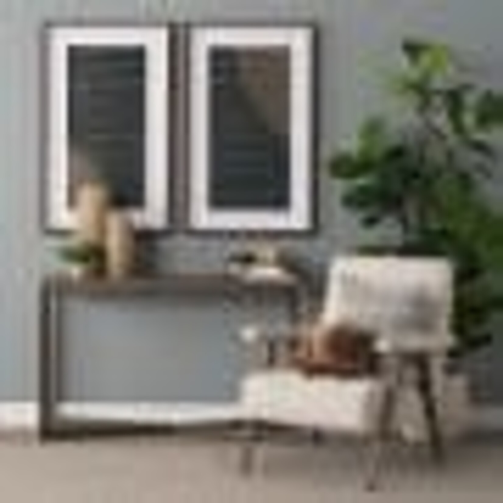 Faye 50L x 15W x 30H Medium Brown Wood W/Antique Nickel Metal Base Console Table