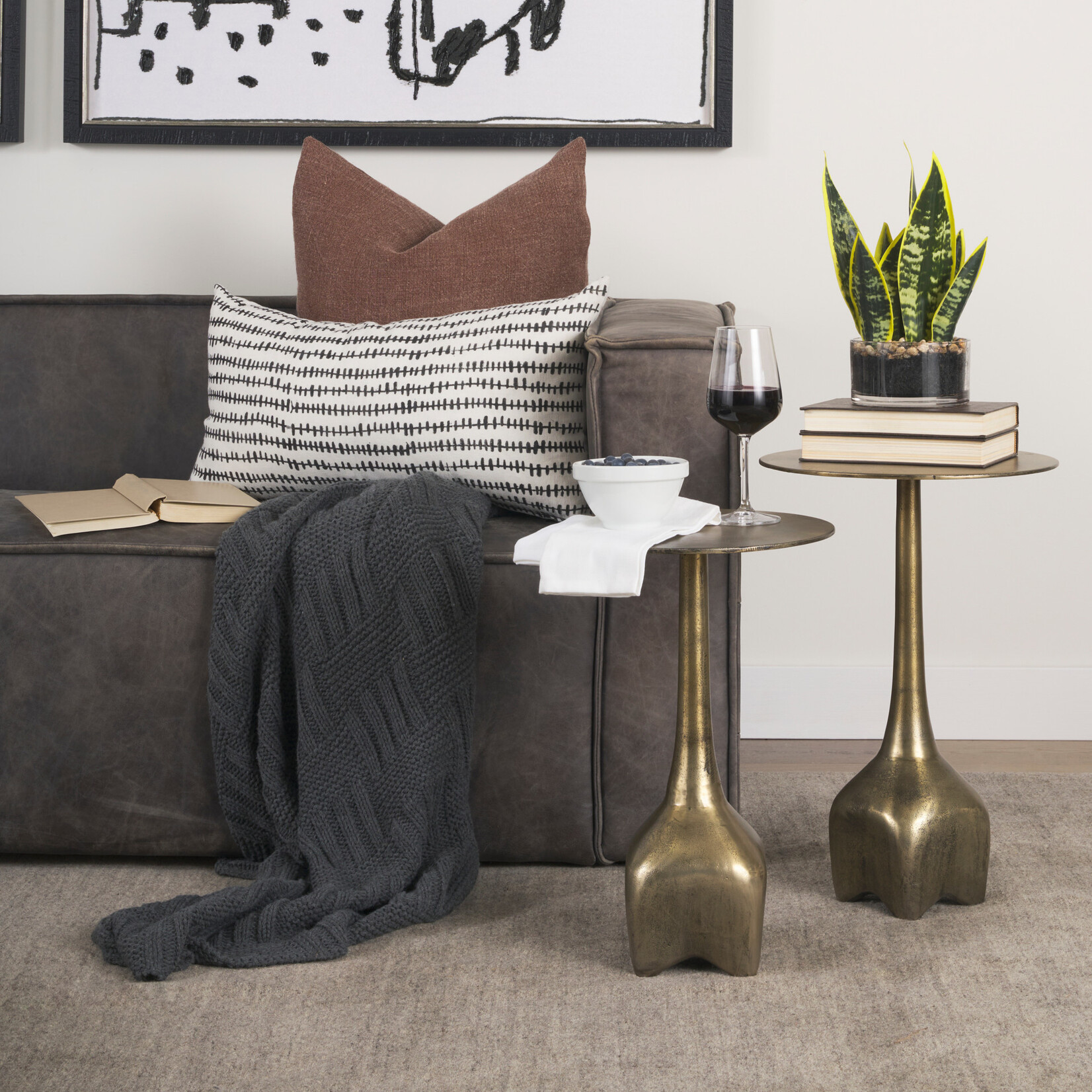 Risha Small Gold Metal Accent Table