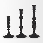 Haute Medium Matte Black Blown Glass Candlestick