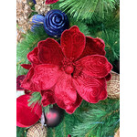 Magnolia Head Burgundy 9.5" Velvet Clip