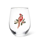 Stemless Wine Glass w/Jewel Cardinal