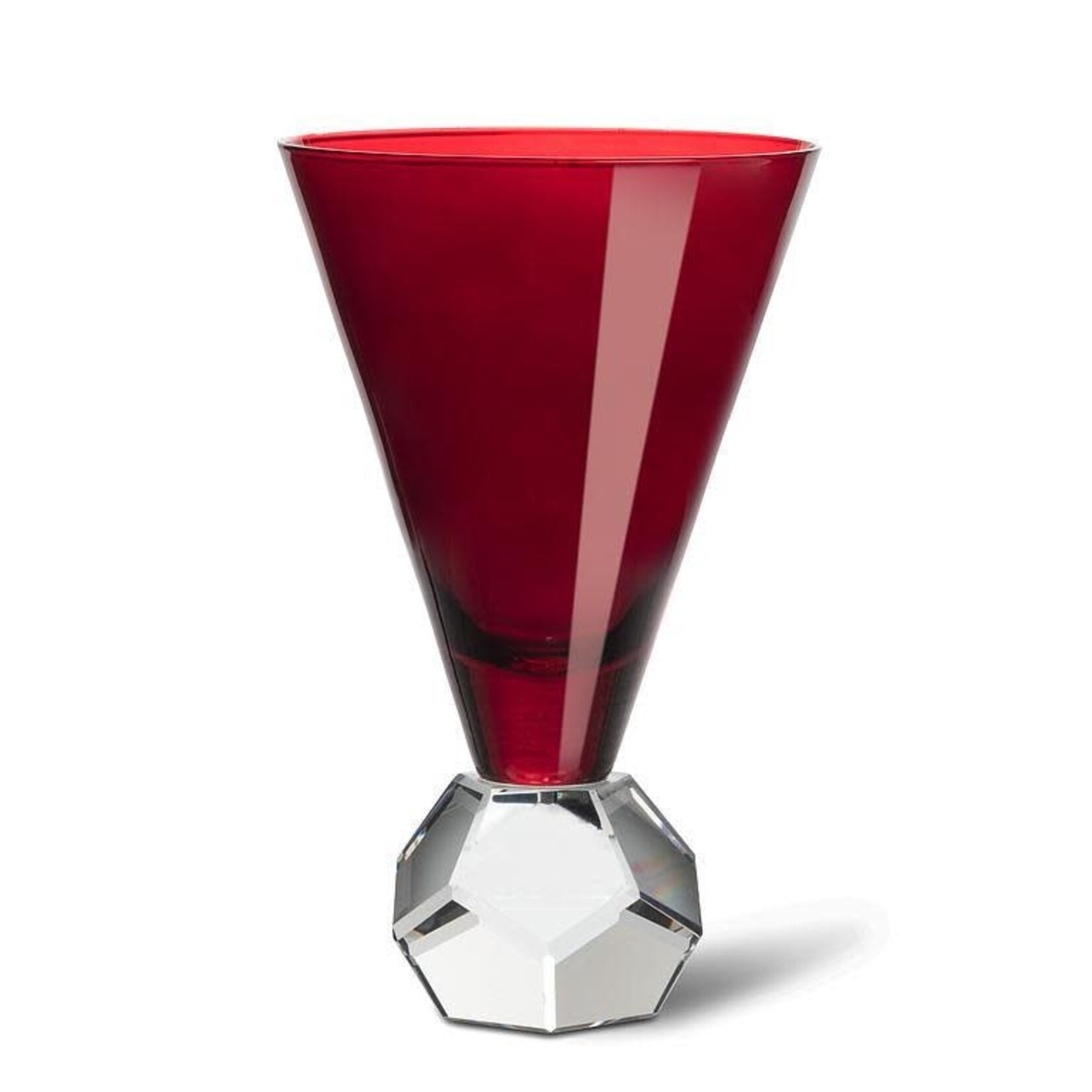 Dark Red Wine Glass w/Crystal Base