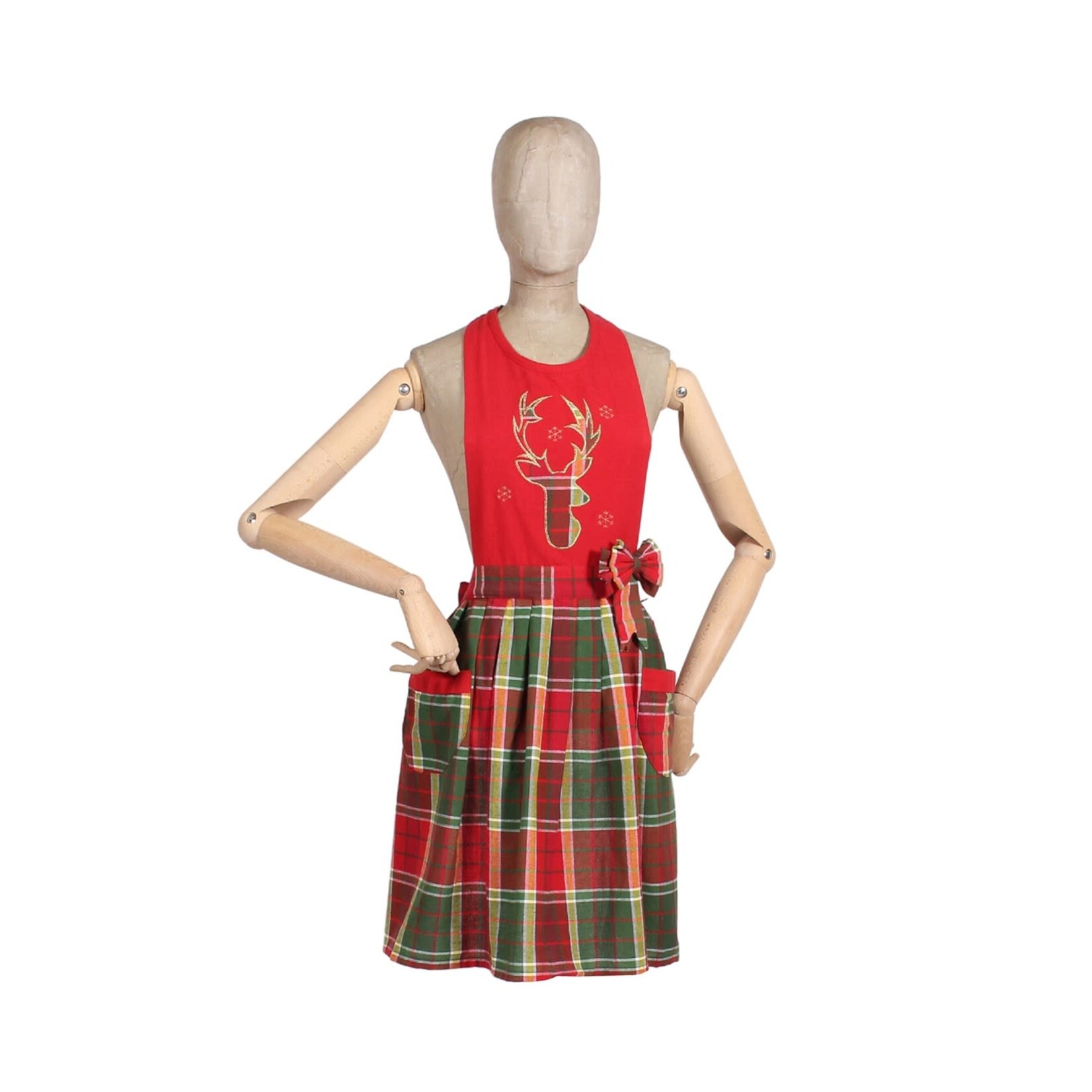 Reindeer Plaid Kelly Apron Red