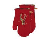 Reindeer Plaid Oven Mitt - Set of 2