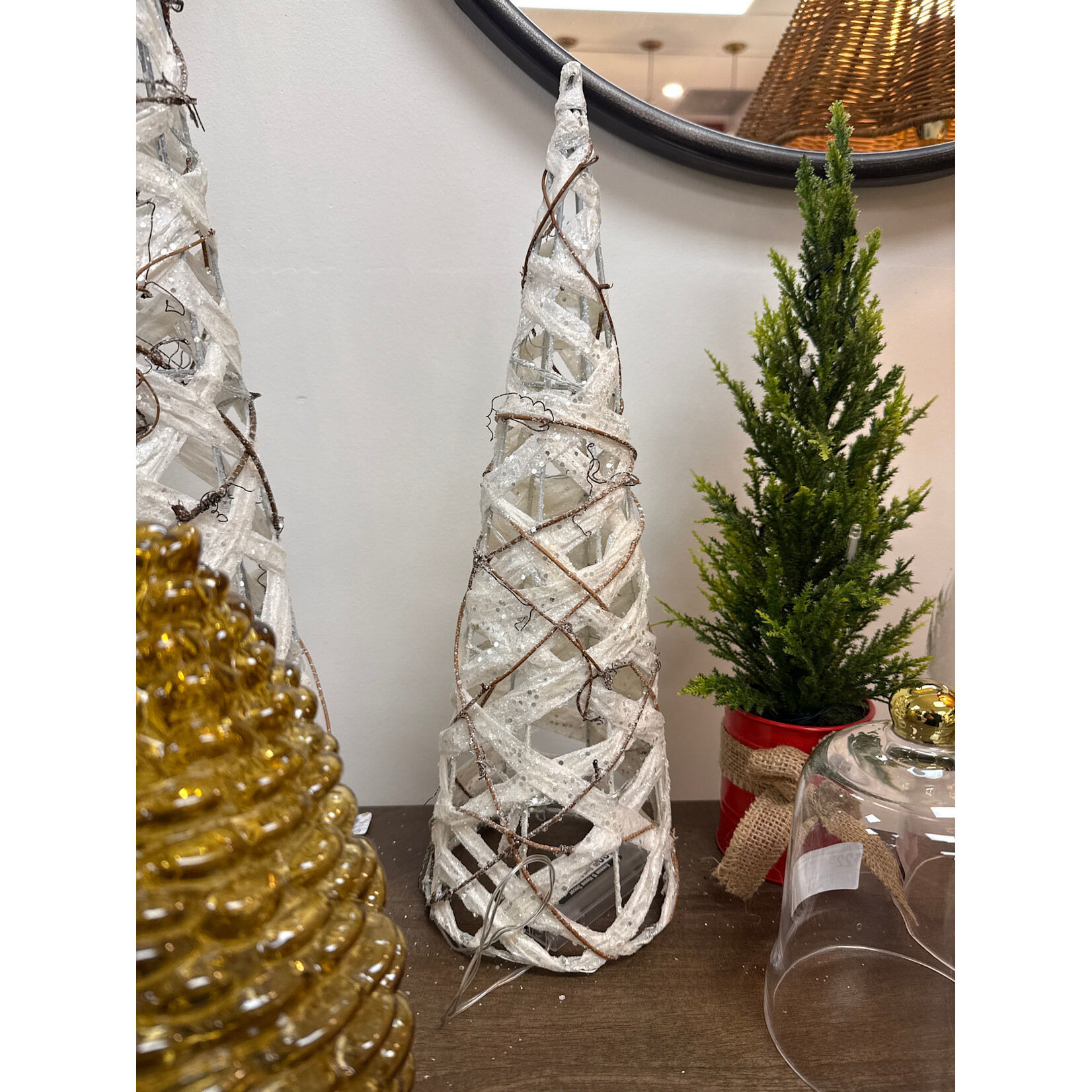 Small Rattan LED Cone Tree