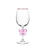 Wine Glass with Pink Bow