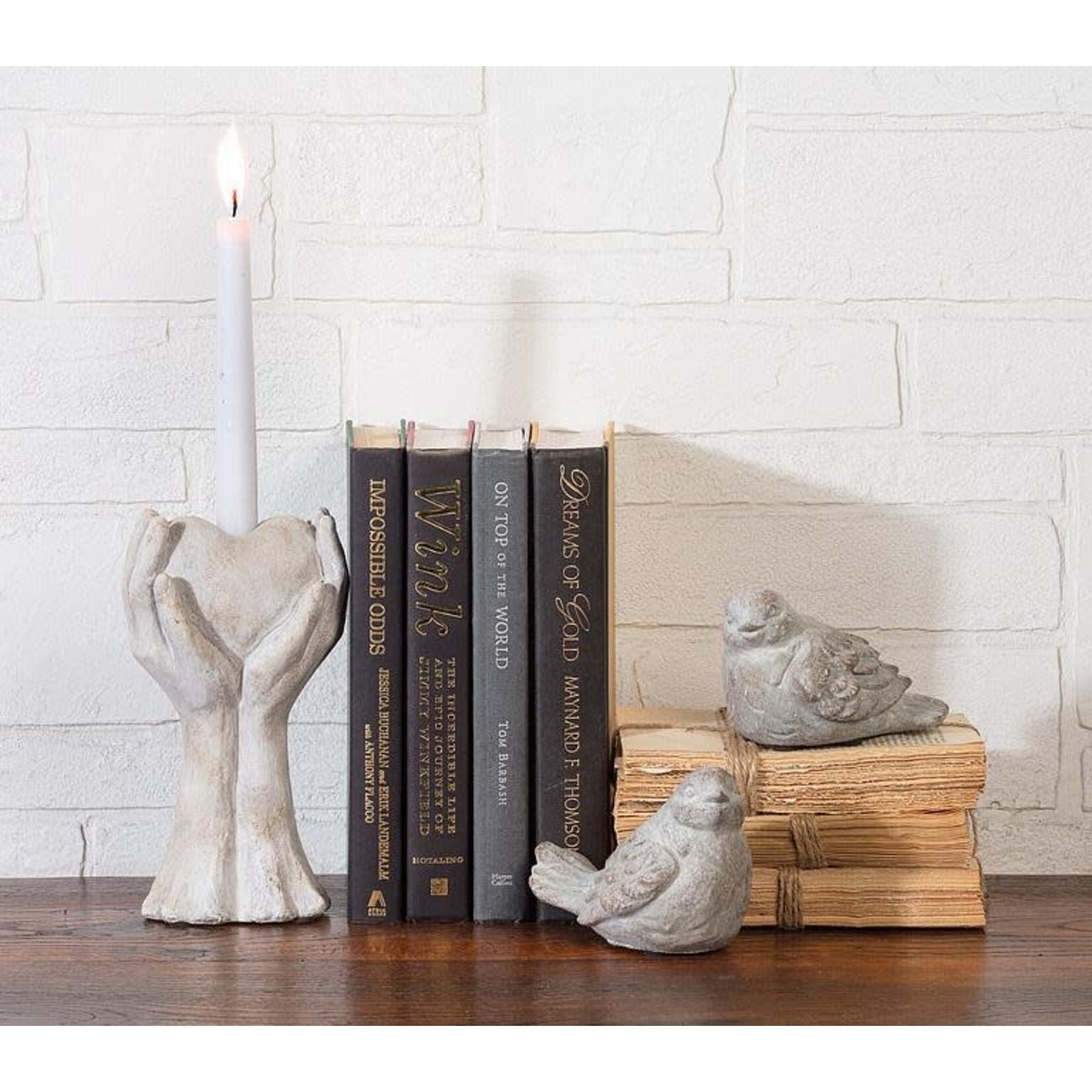 Hands Holding Heart Taper Candle Holder