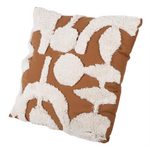 Brown, White Tufted Graphic Cushion 18 x 18