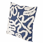 Blue, White Tufted Graphic Cushion 18 x18
