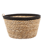 Round Grass Basket w/Black Rim, 10.25"D x 6"H