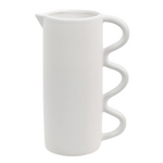 White Ceramic Pitcher with Loop