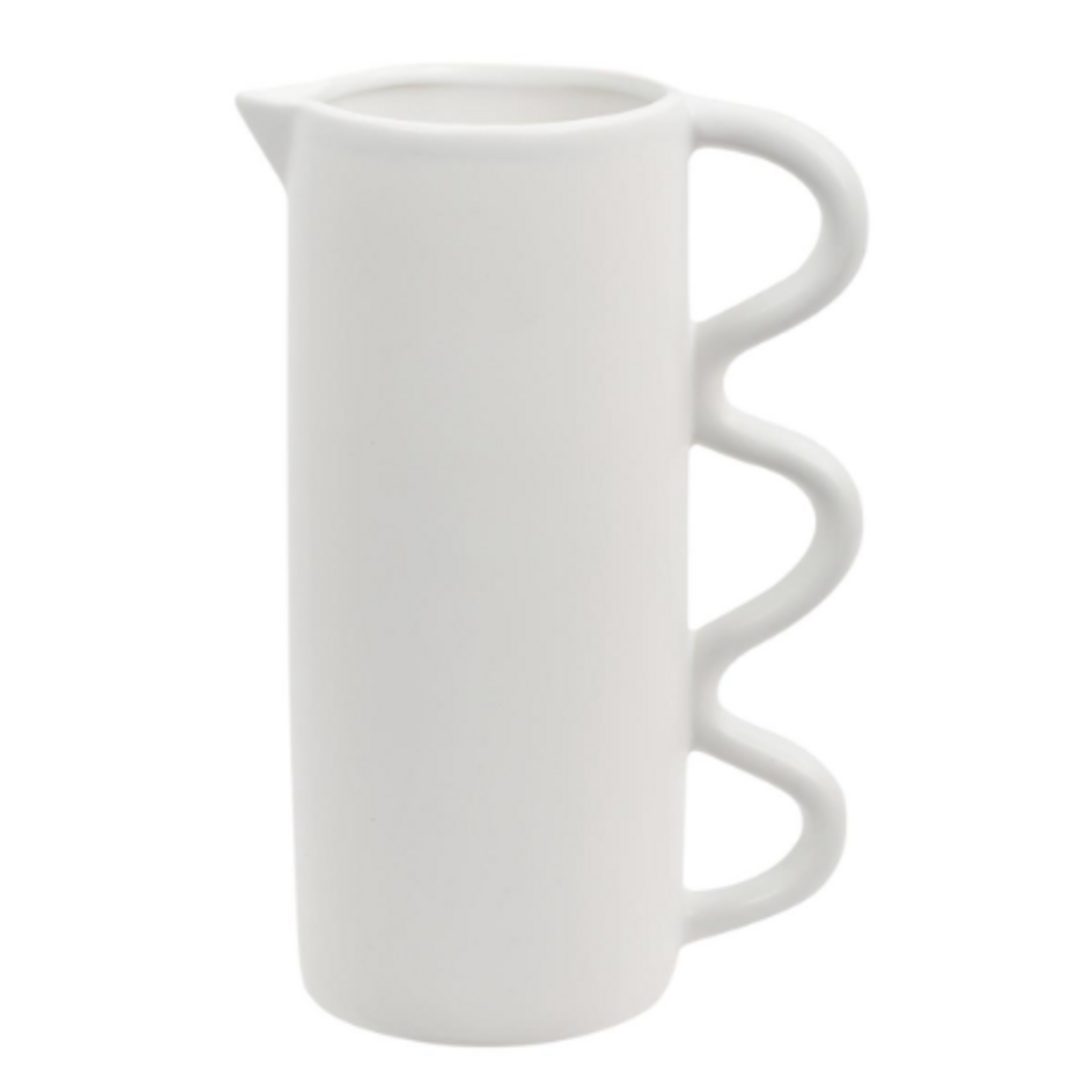 White Ceramic Pitcher with Loop