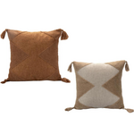 Tufted w/Tassels Cushion, 16"x16", Brown or Beige