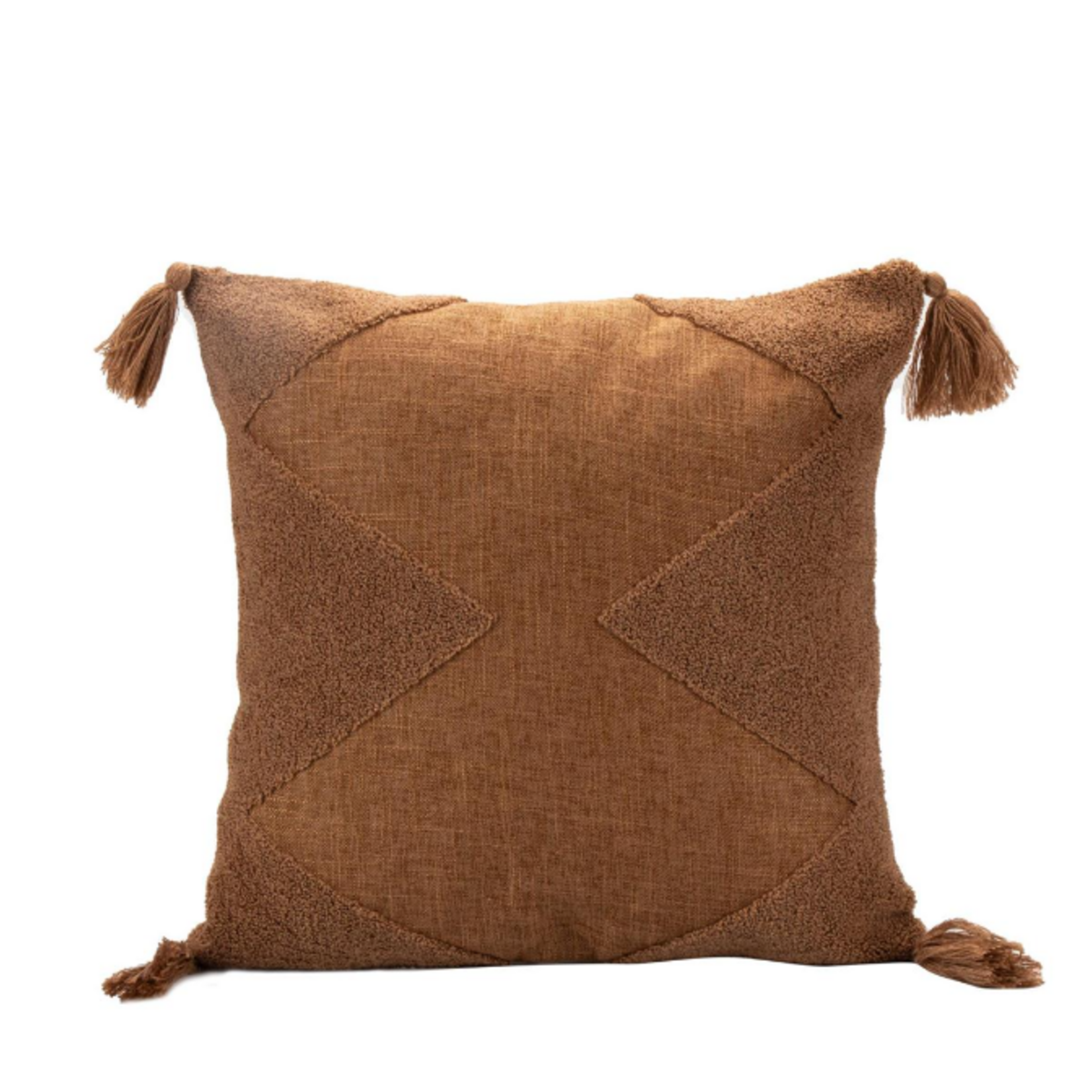 Tufted w/Tassels Cushion, 16"x16", Brown or Beige