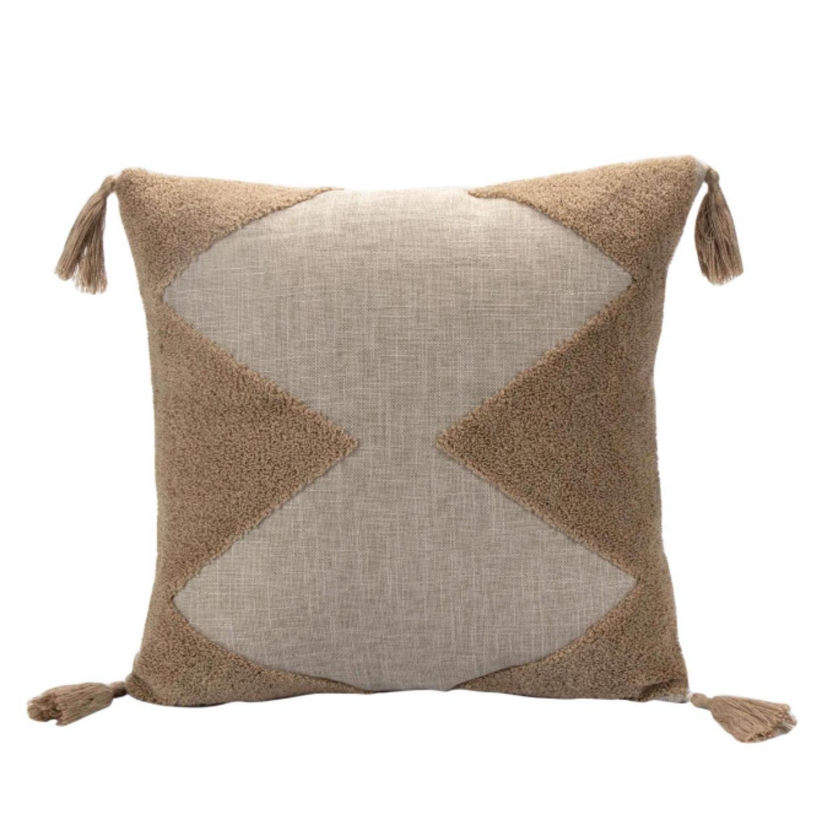 Tufted w/Tassels Cushion, 16"x16", Brown or Beige