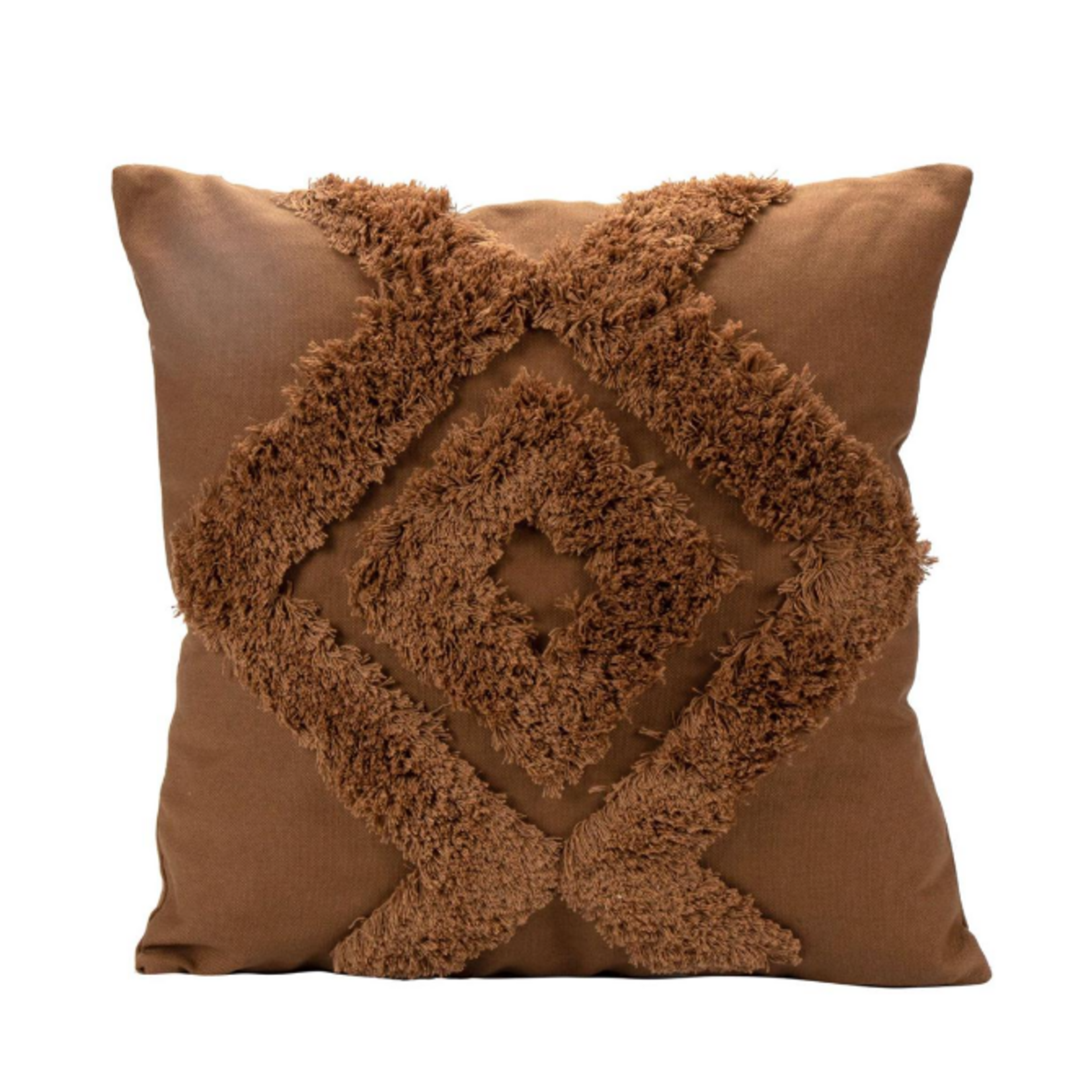 Tufted Geometric Cushion, 16"x16", Brown or Beige