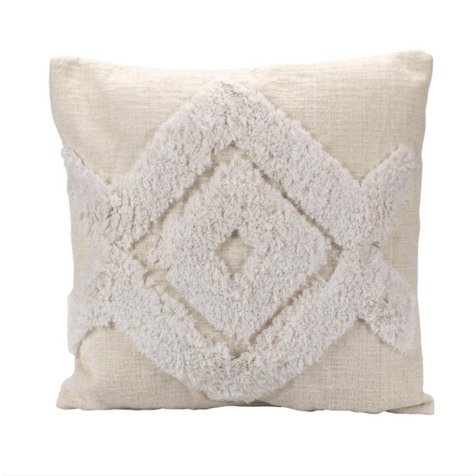 Tufted Geometric Cushion, 16"x16", Brown or Beige