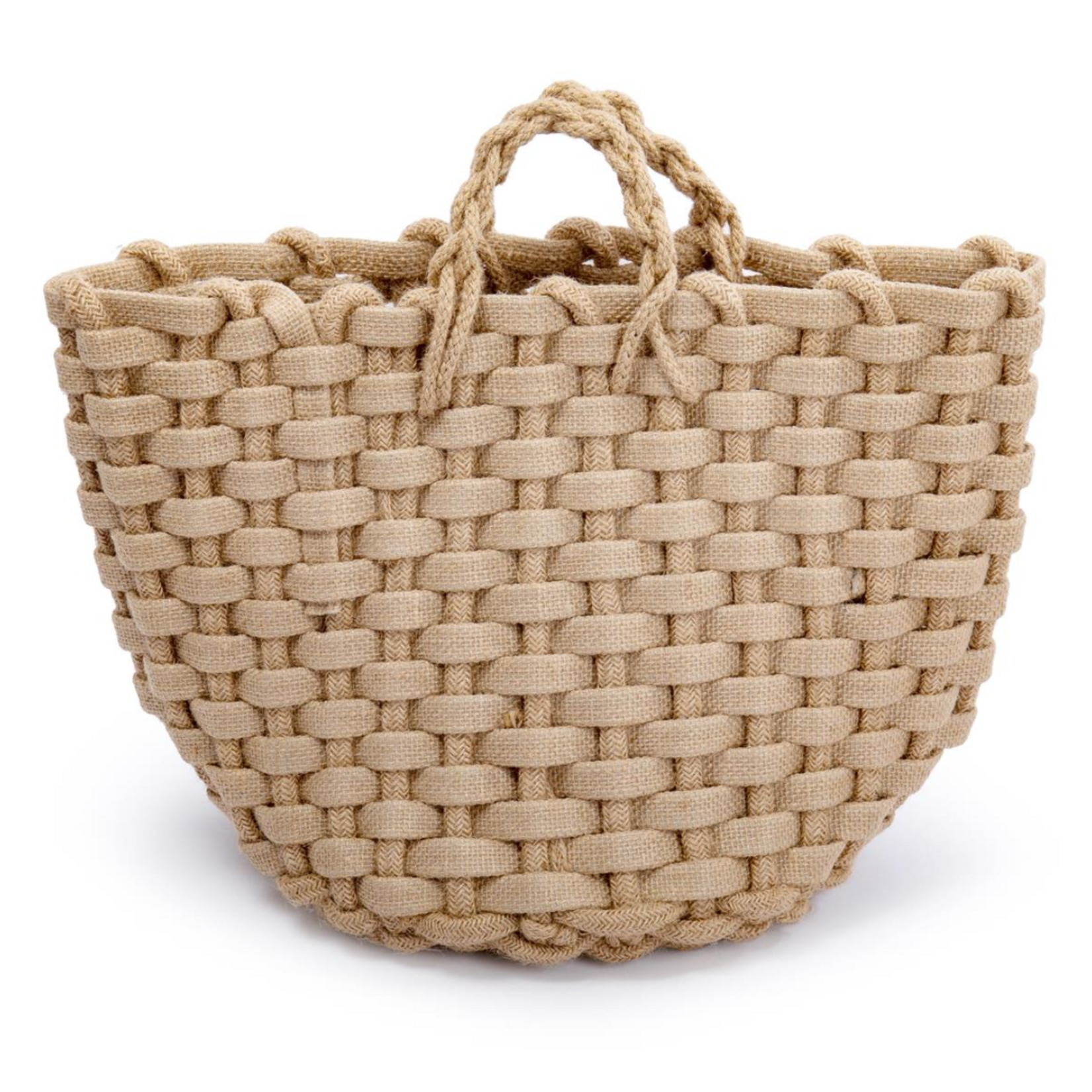Chunky Jute Woven Storage Basket w/Handle 11.75" x 11.75"
