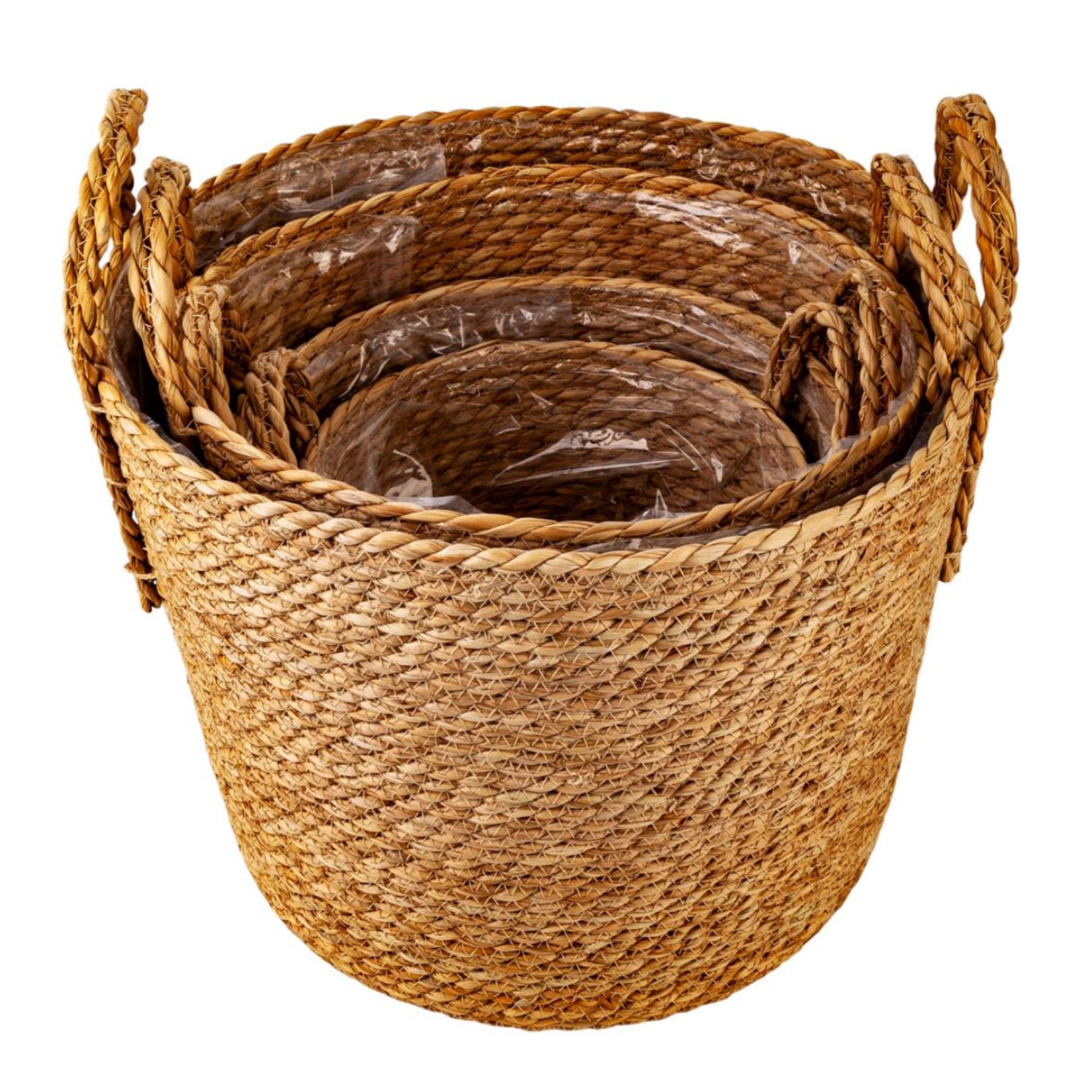 XL Woven Basket Planter  w/Handles 14"