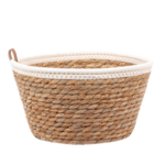 Round Grass Basket w/White Rim, 10.25"D x 6"H